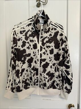 Adidas Black & White Cow Print Track Jacket size small